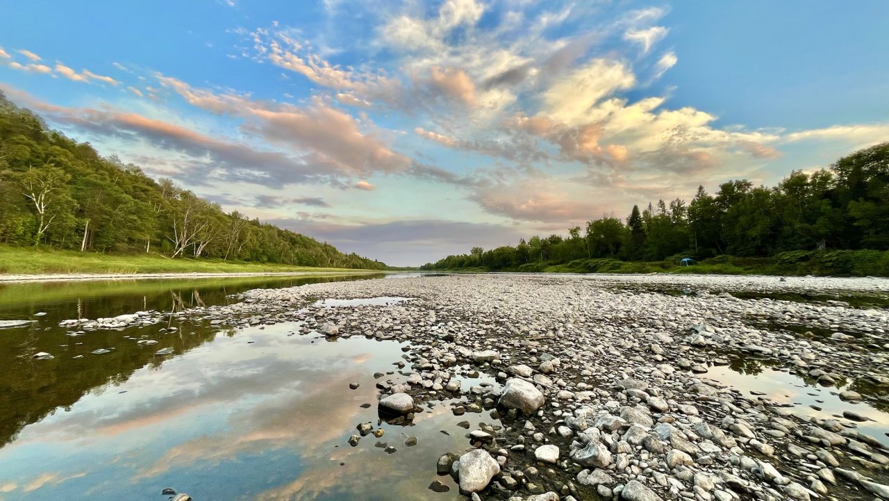 Sunset over the Aroostook River in Caribou, Maine