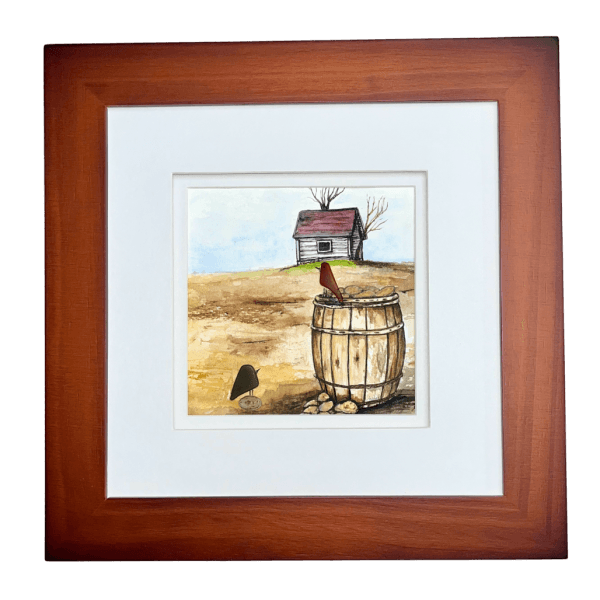 County Birds river glass bird artwork shown isolated to highlight frame and composition