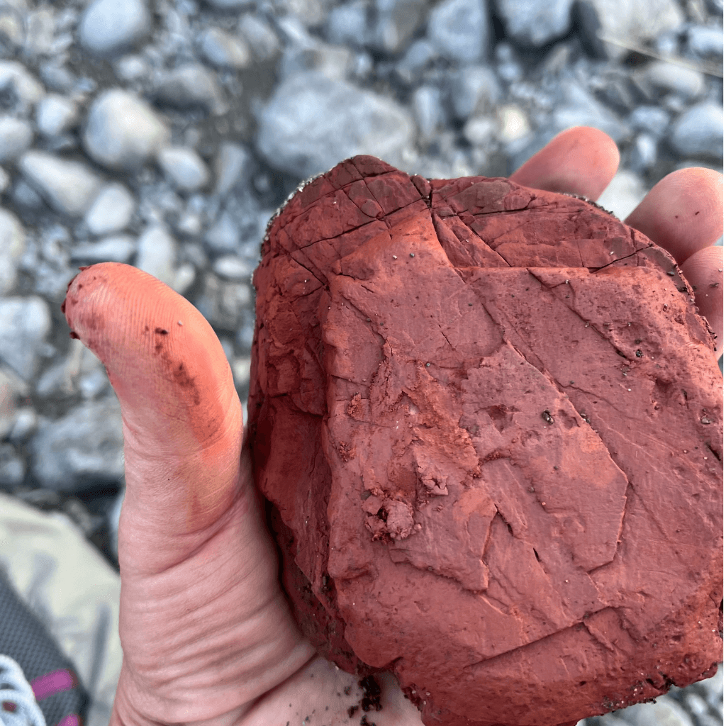Red ochre found on the bed of the Aroostook River in Caribou, Maine