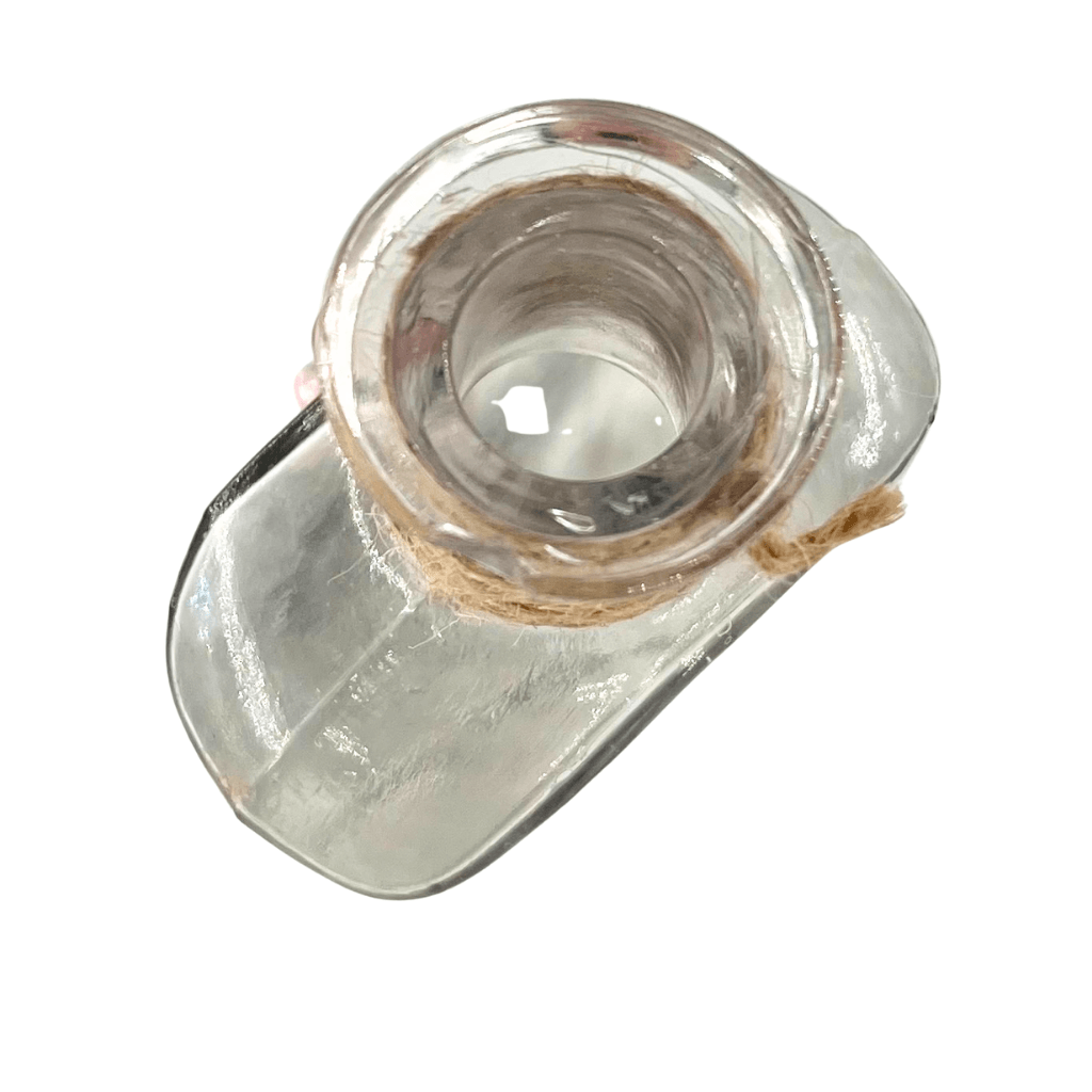 Top view of vintage BEST bottle found in the Aroostook River showing the intact bottle opening and glass rim