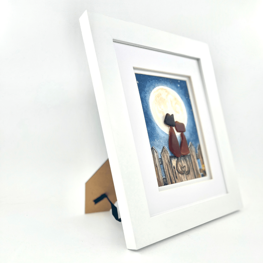 Side view of framed Stray Cats original artwork